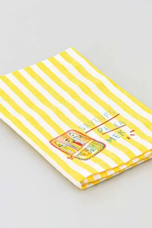 Serviette de table 'Seaside' sardines jaune Pas Cher